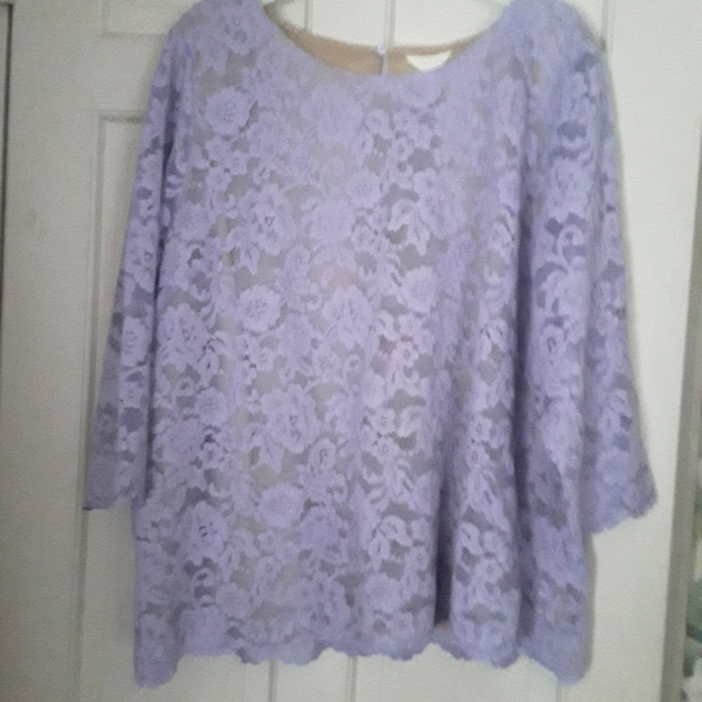A Diva Purple French Lace Nude Poly Lined Top 3x